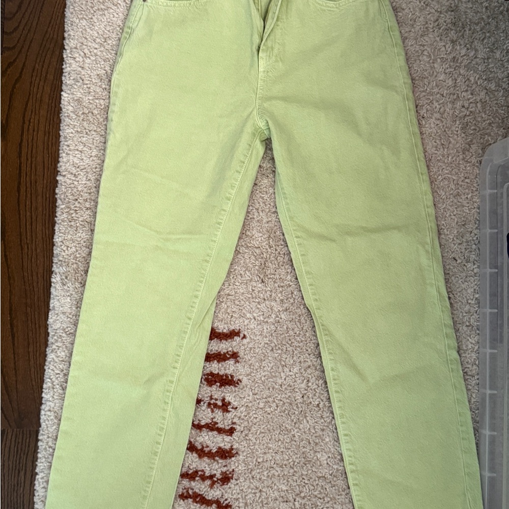 Zara Light Green Straight Leg Jeans